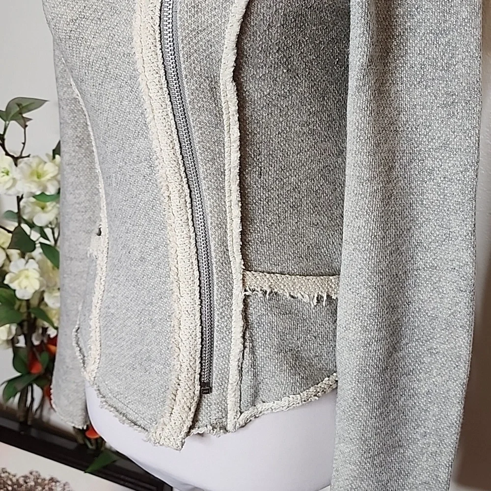 Lucky Lotus Lucky Brand Assymetrical French Terry Moto Jacket Bohemian Summer - Picture 3 of 11